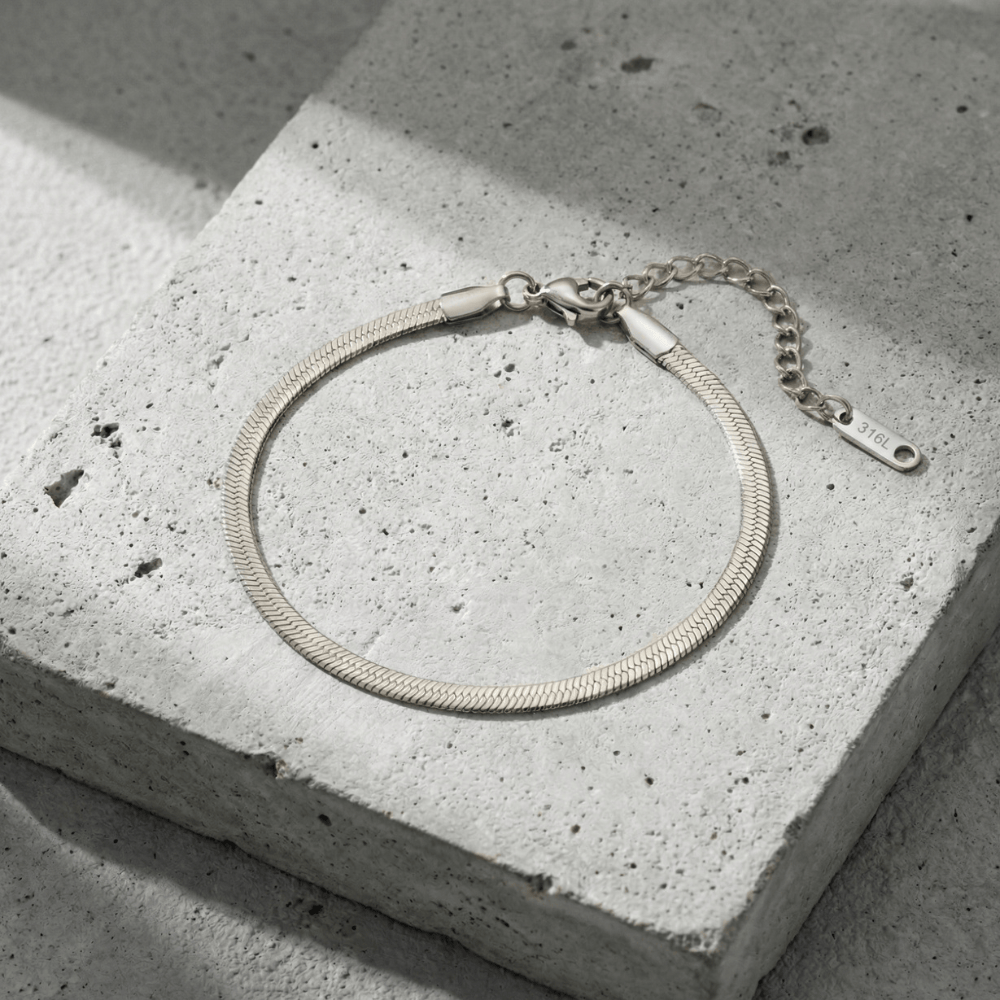 Gourmette homme argent maille serpent acier inoxydable