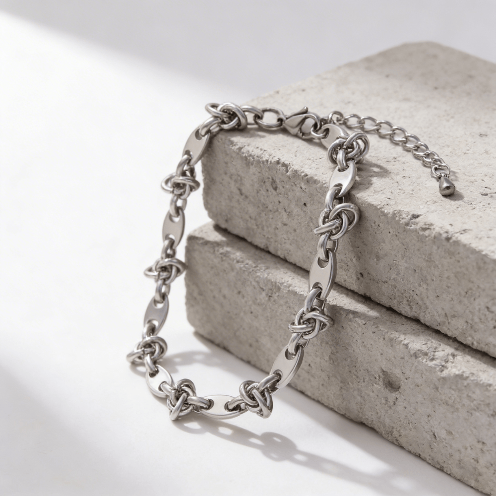 Bracelet gourmette argent homme maille grain de café originale