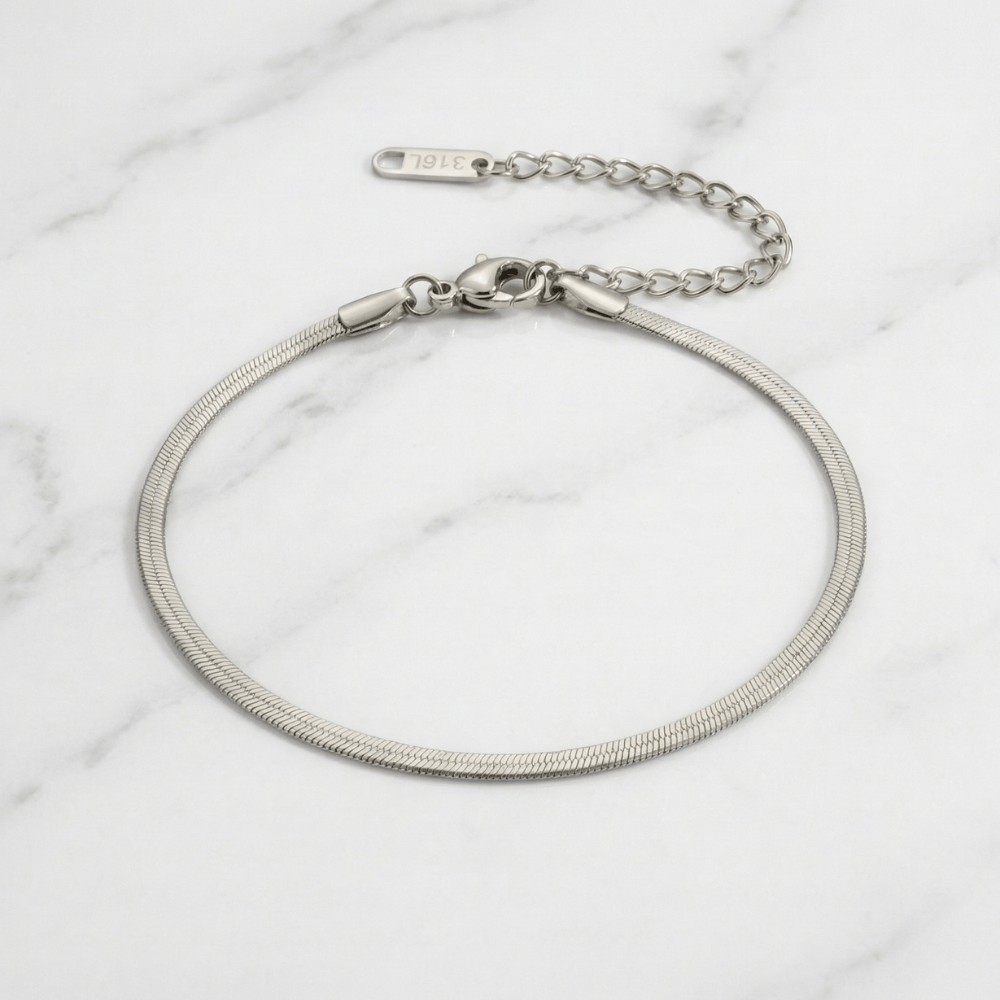 Bracelet homme gourmette argent maille serpent acier