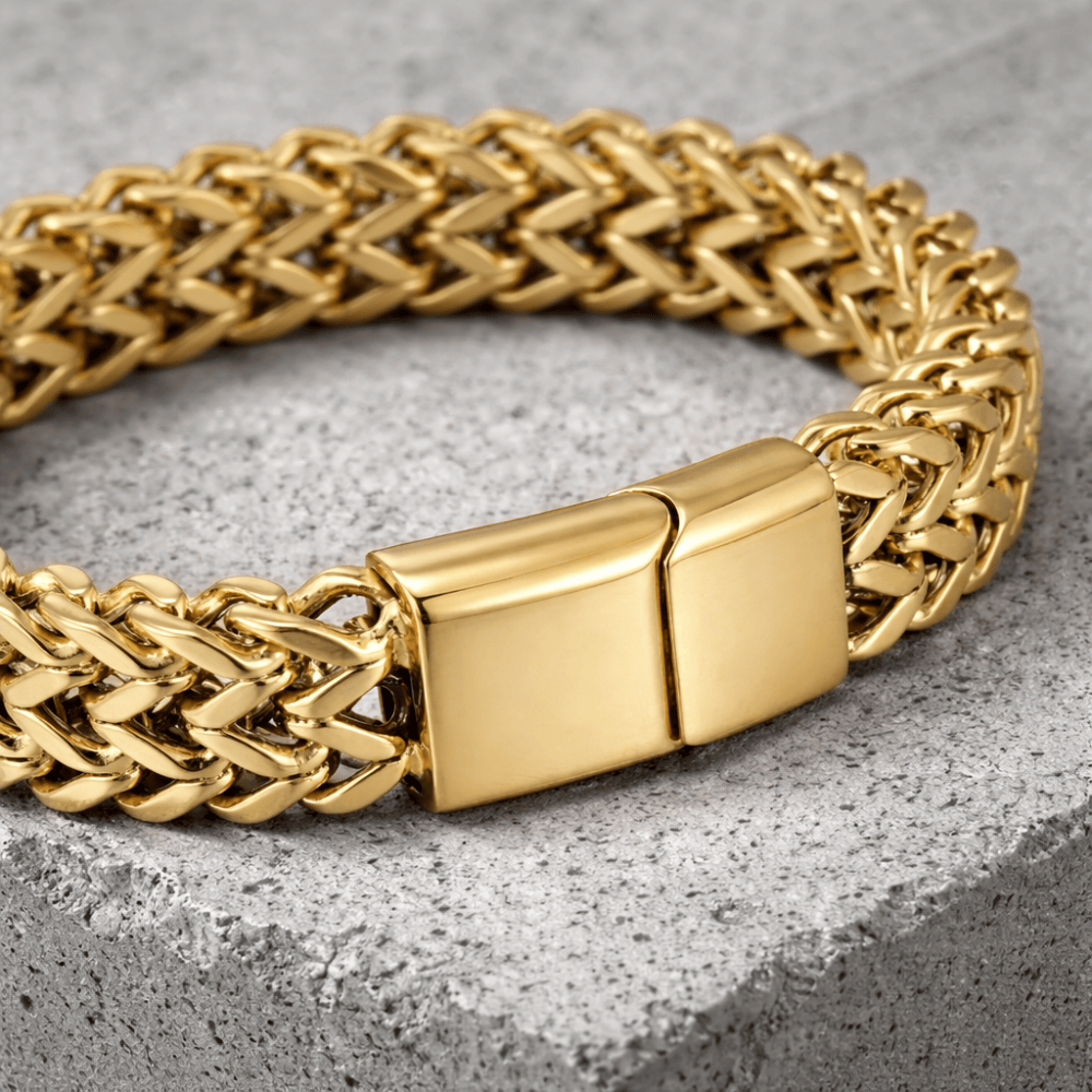 Des Finitions Exemplaires - Gourmette Homme Moderne Maille Tressée Bracelet Acier
