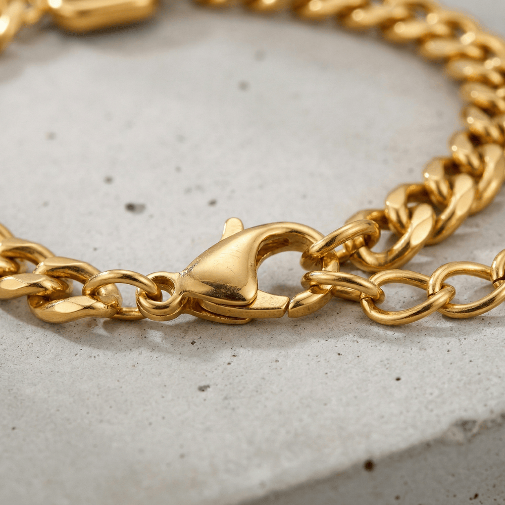 Des Finitions Exemplaires - Gourmette Homme Pierre Noire Bracelet Acier Inoxydable