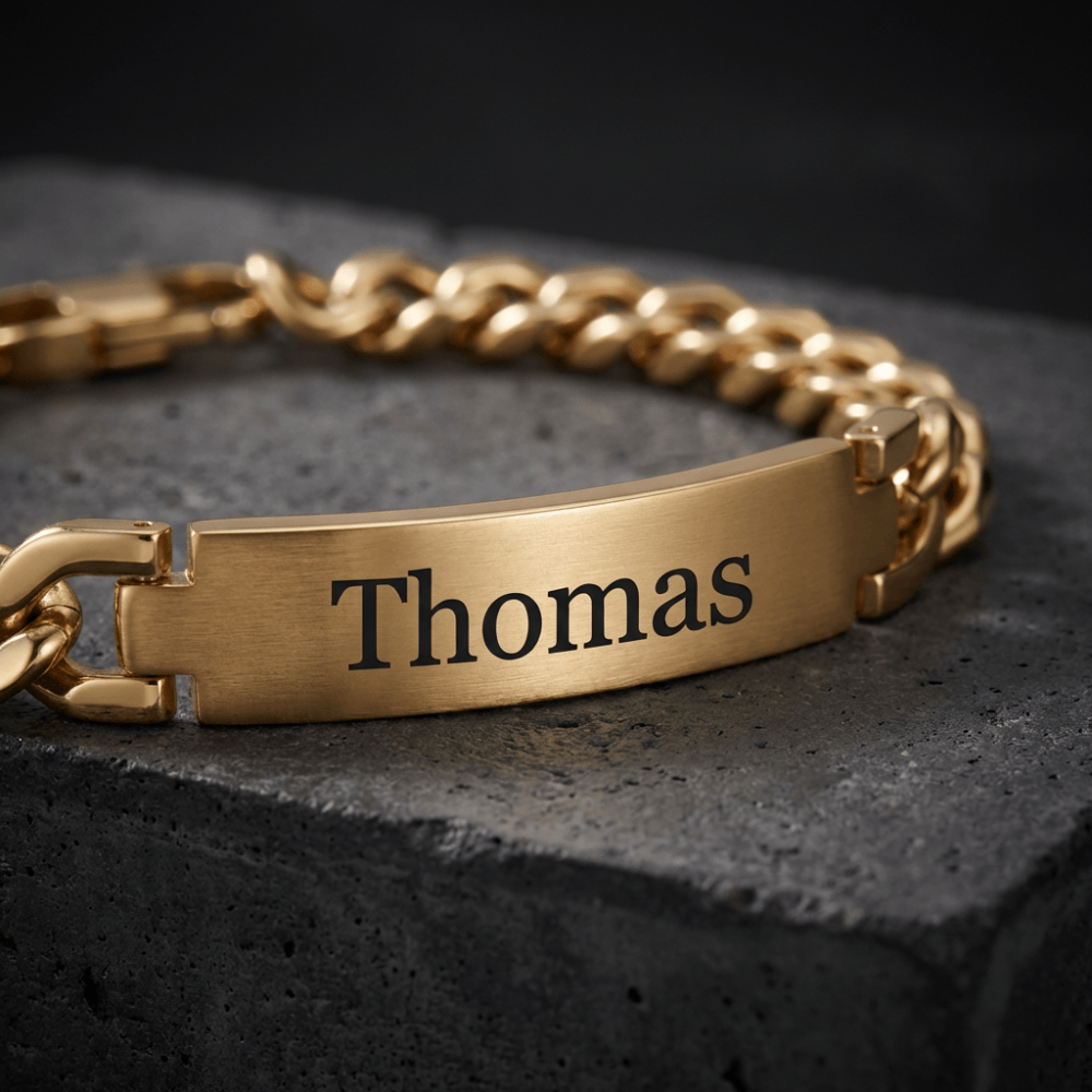 Des Finitions Exemplaires - Gourmette Homme à Graver Prénom Bracelet Acier Inoxydable