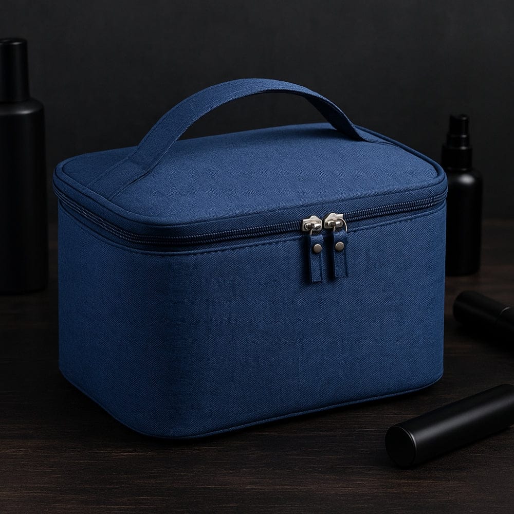 Grande trousse de toilette homme avec compartiments bleue navy