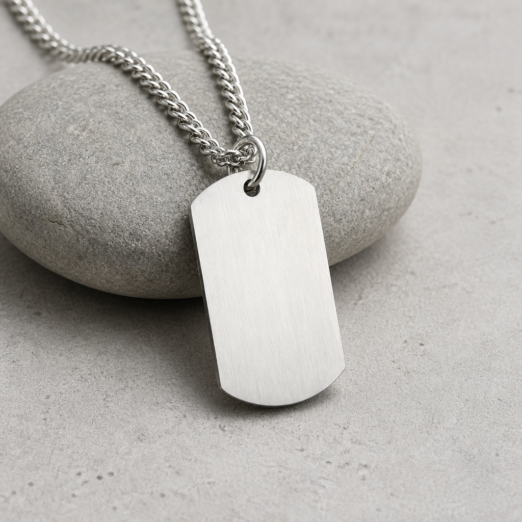 collier médical à graver acier argent plaque personnalisable