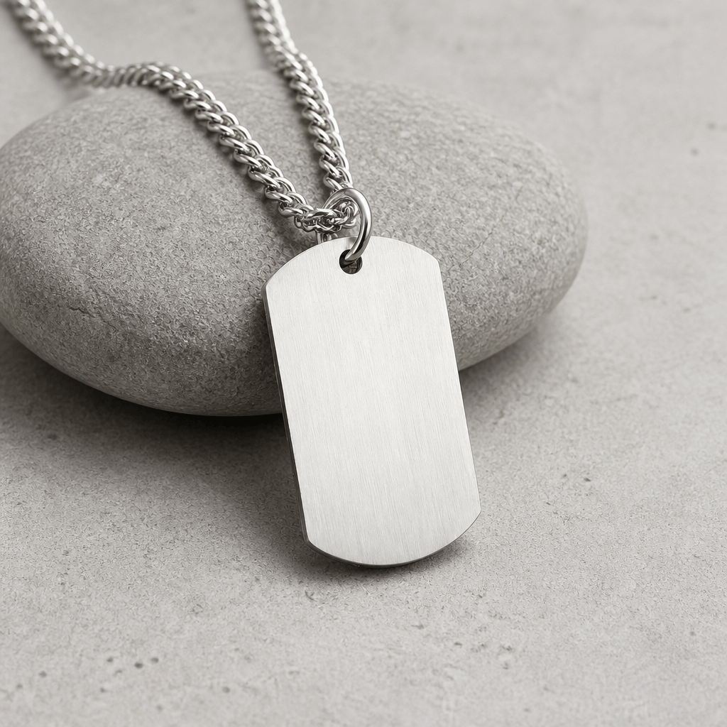 collier médical à graver acier argent plaque personnalisable