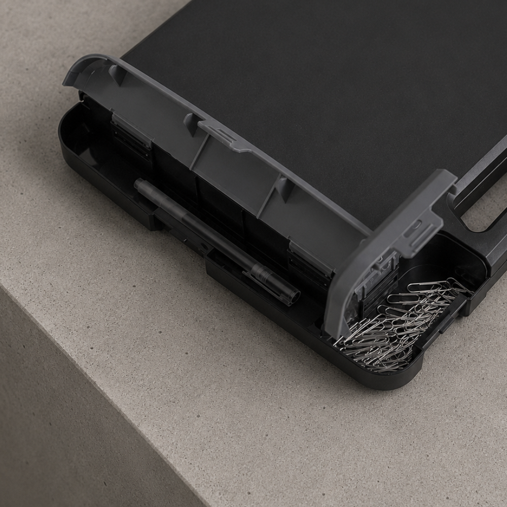 Casiers moulés, logement à stylo et bac à trombones de la mallette porte-document rigide