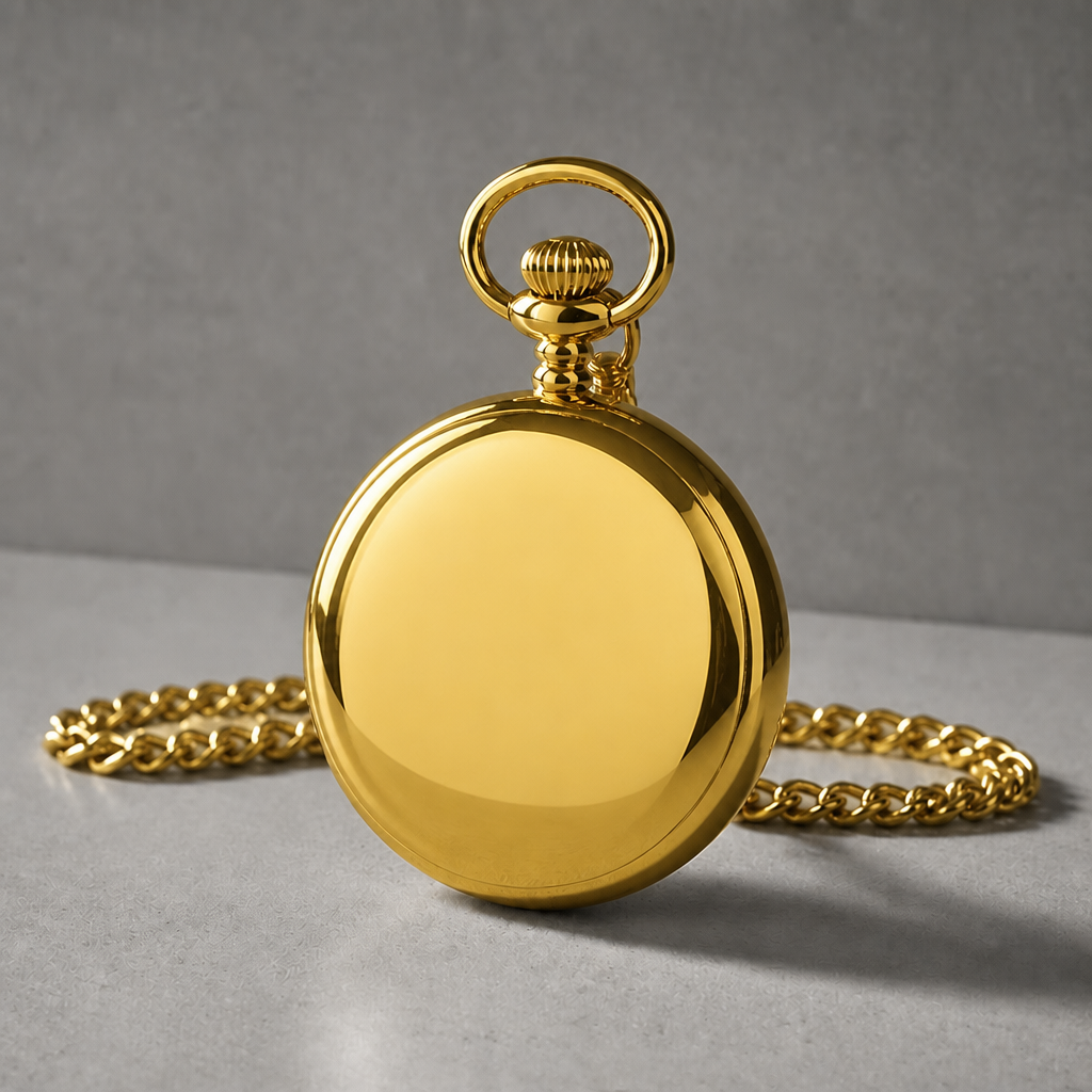 Dos poli miroir de la montre à gousset moderne homme dorée