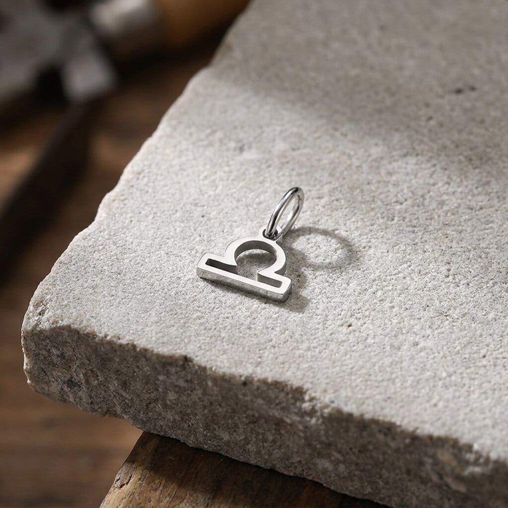 pendentif argent signe astrologique homme balance acier