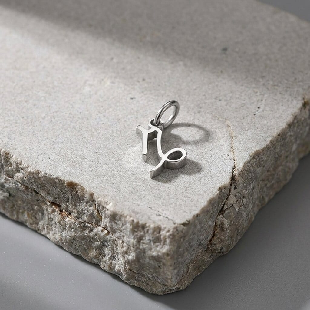 pendentif argent signe astrologique acier inoxydable capricorne