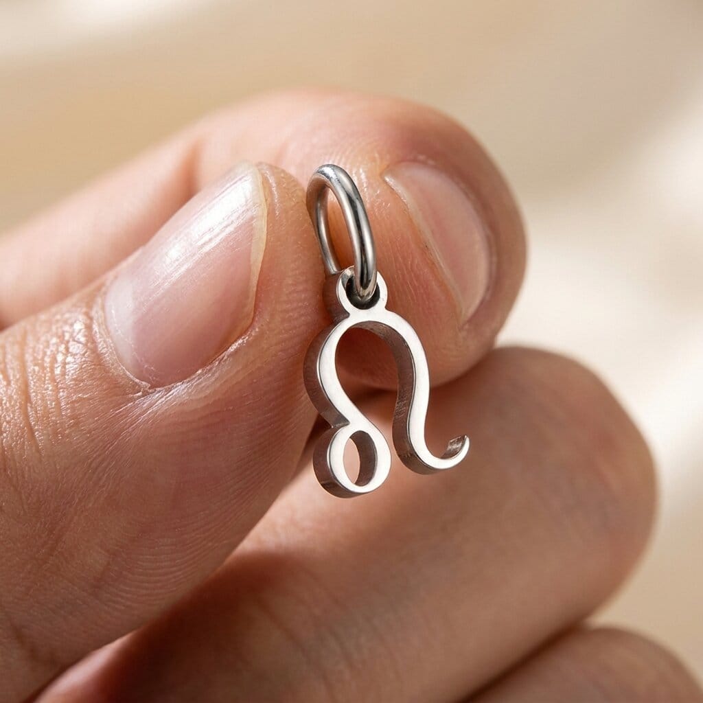 pendentif argent signe astrologique homme lion acier