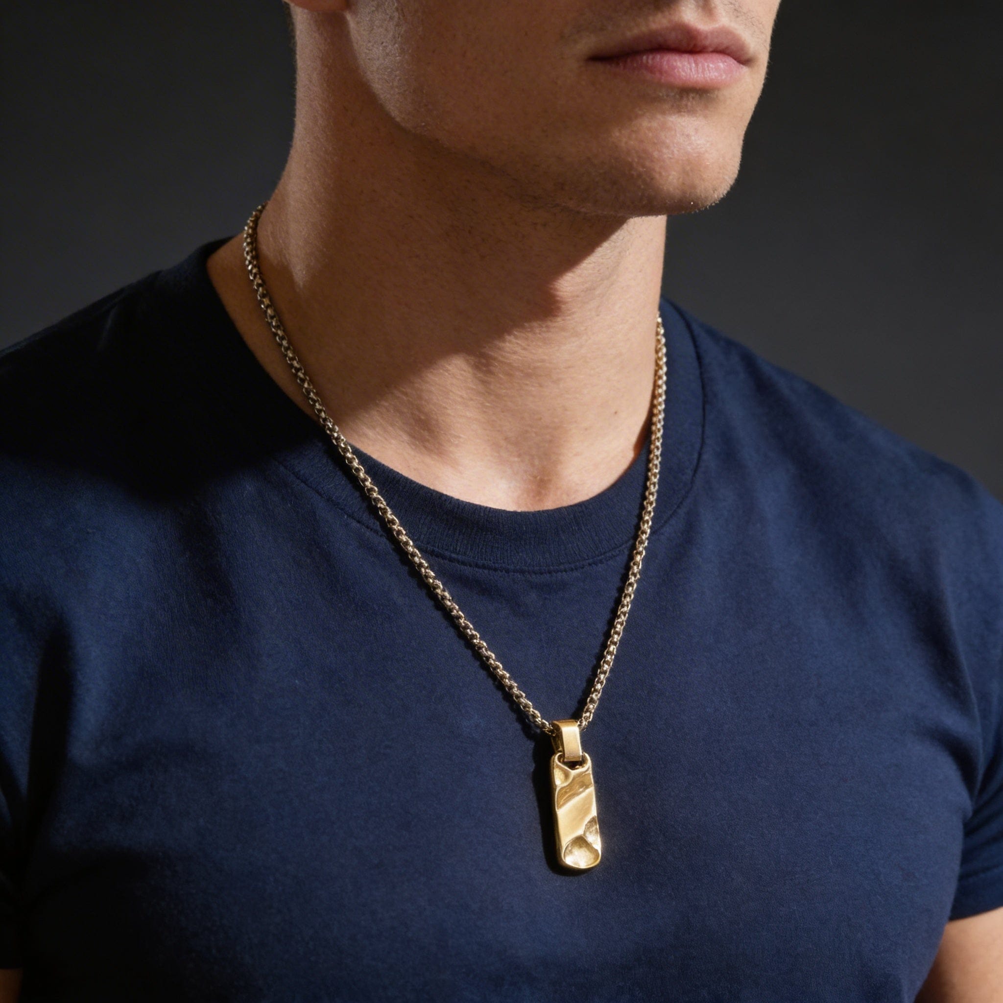 collier pendentif homme barre or acier inoxydable