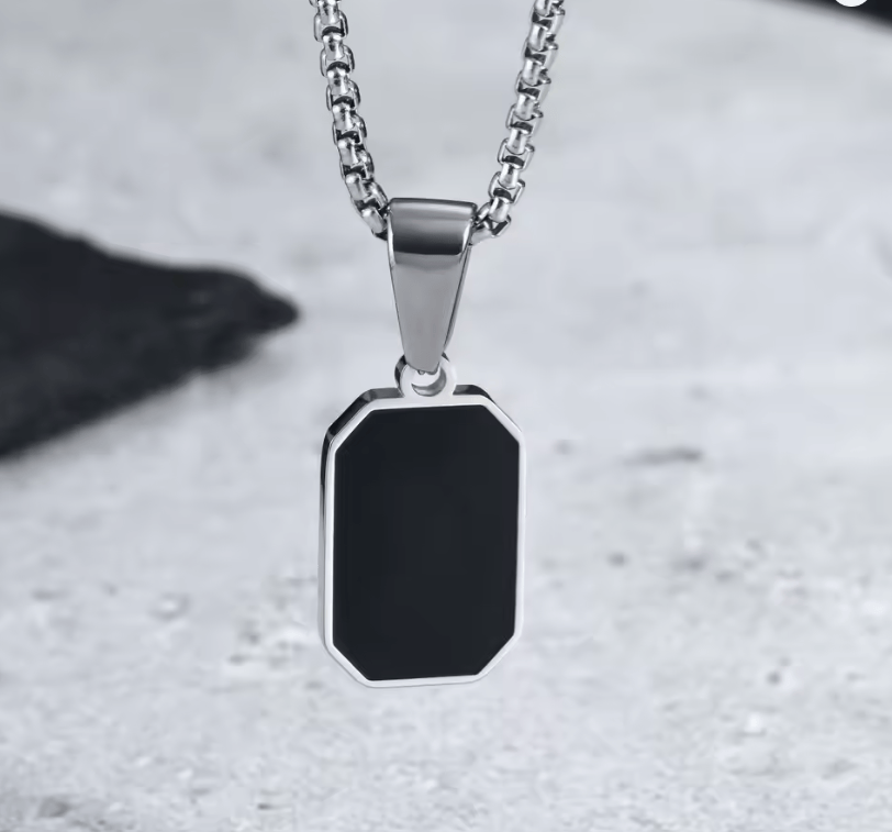 pendentif noir et argent homme personnalisé