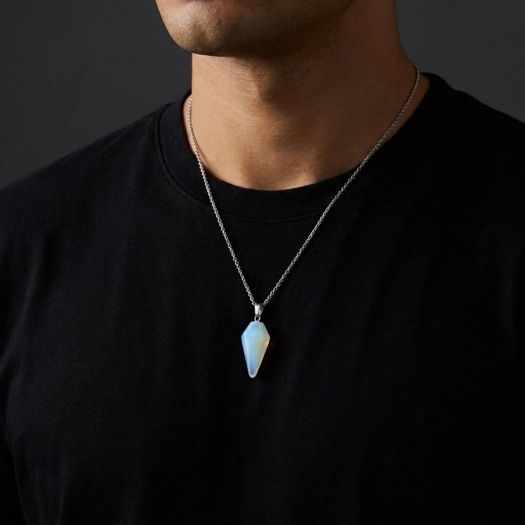 collier pendentif homme pierre naturelle de lune