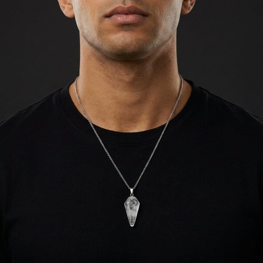 collier pendentif homme pierre naturelle cristal
