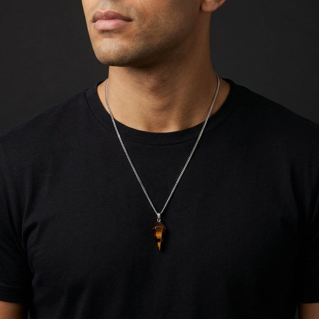 pendentif oeil de tigre original pour homme