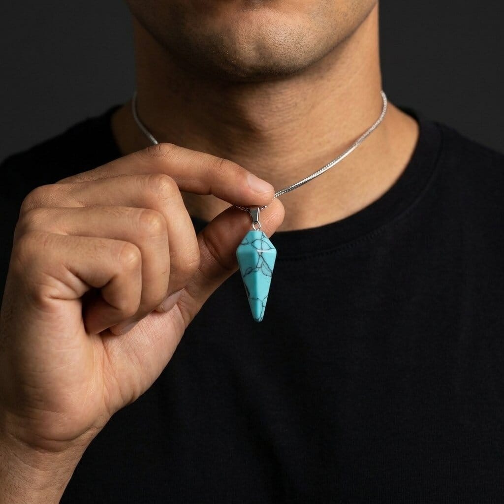 collier pendentif homme pierre turquoise
