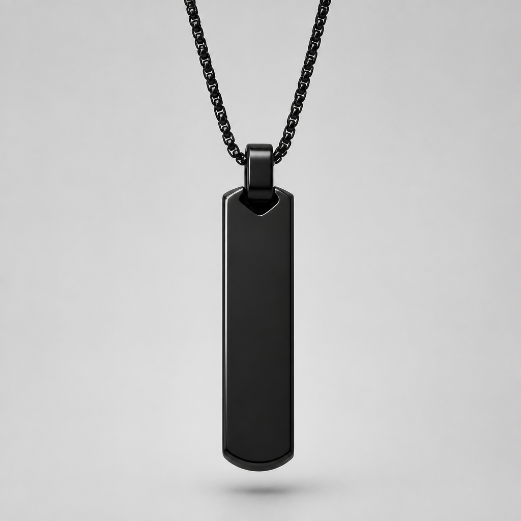 pendentif lettre homme noir acier inoxydable