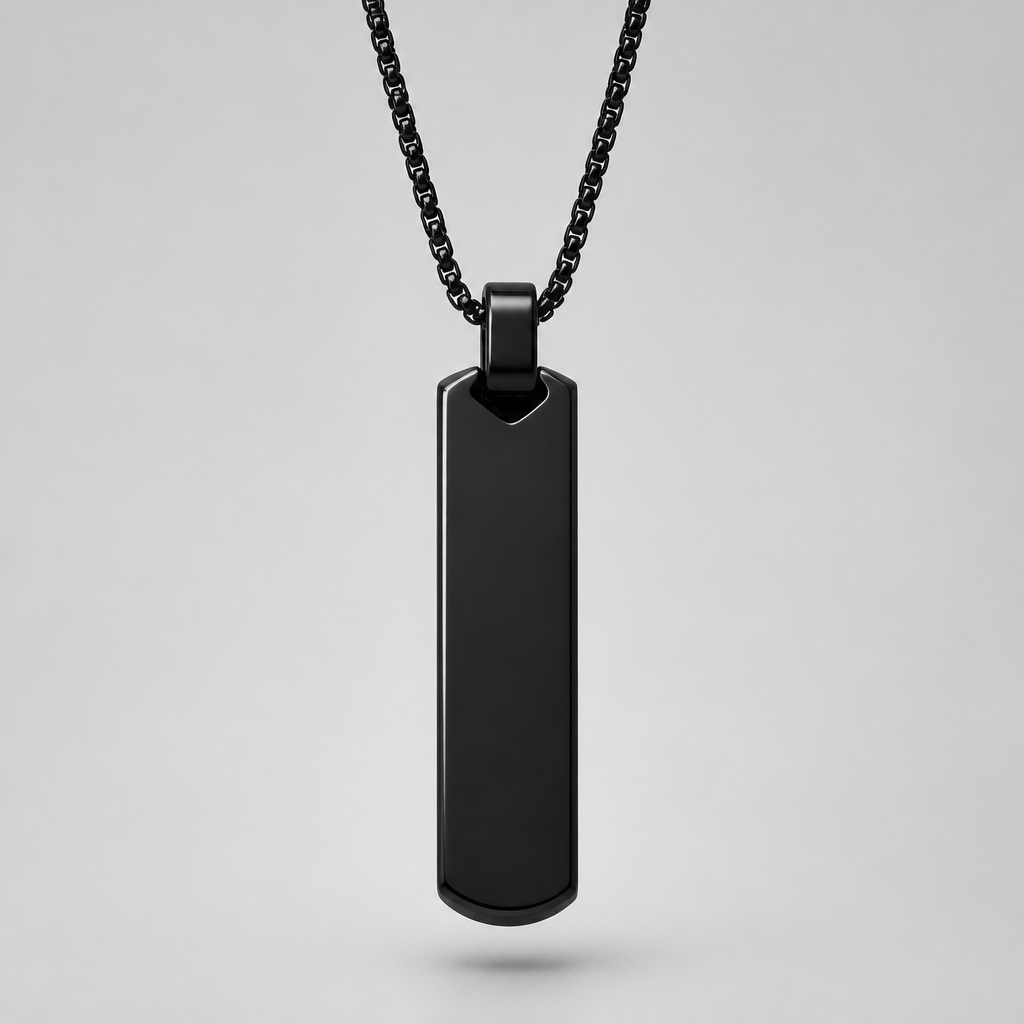 pendentif lettre homme noir acier inoxydable