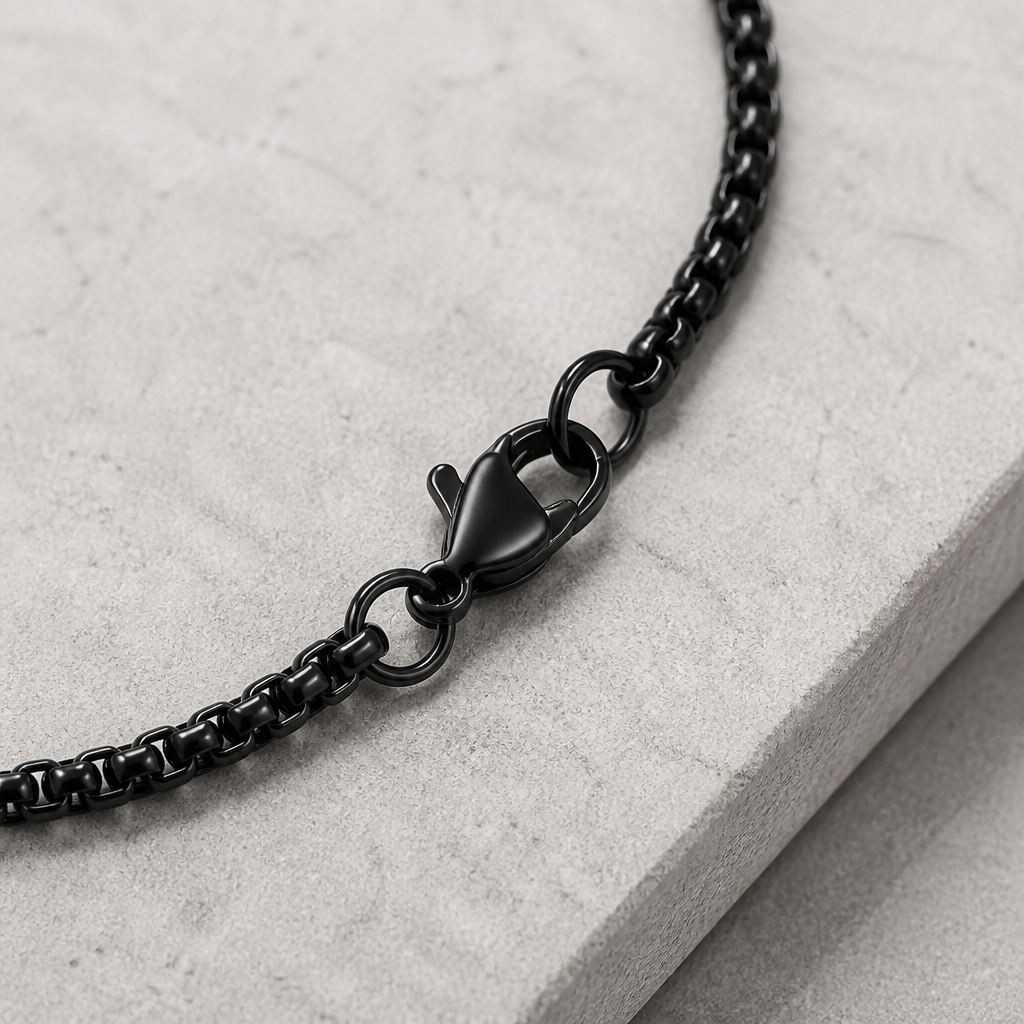 pendentif lettre homme noir fermoir acier