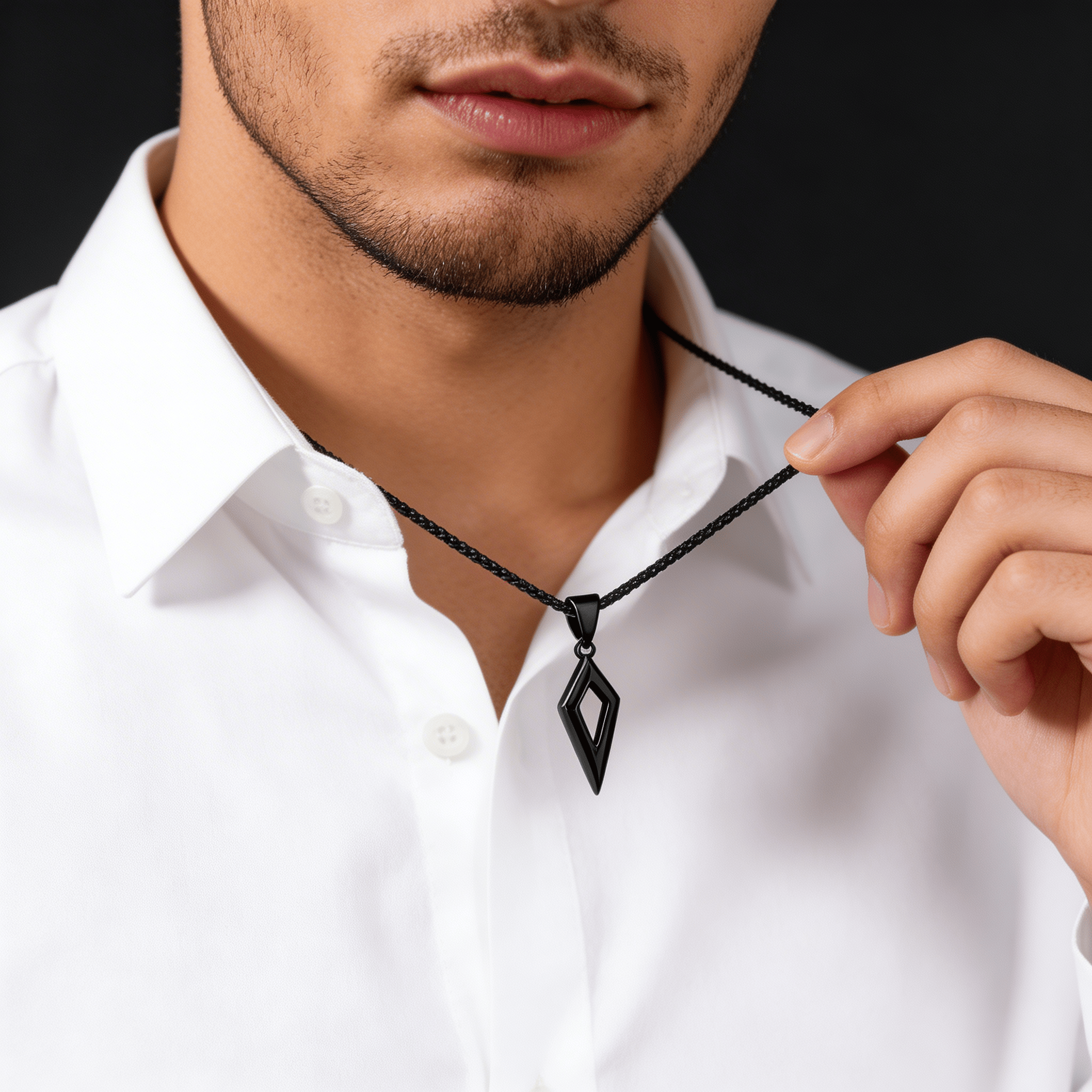 pendentif pointe fleche homme noir acier inoxydable