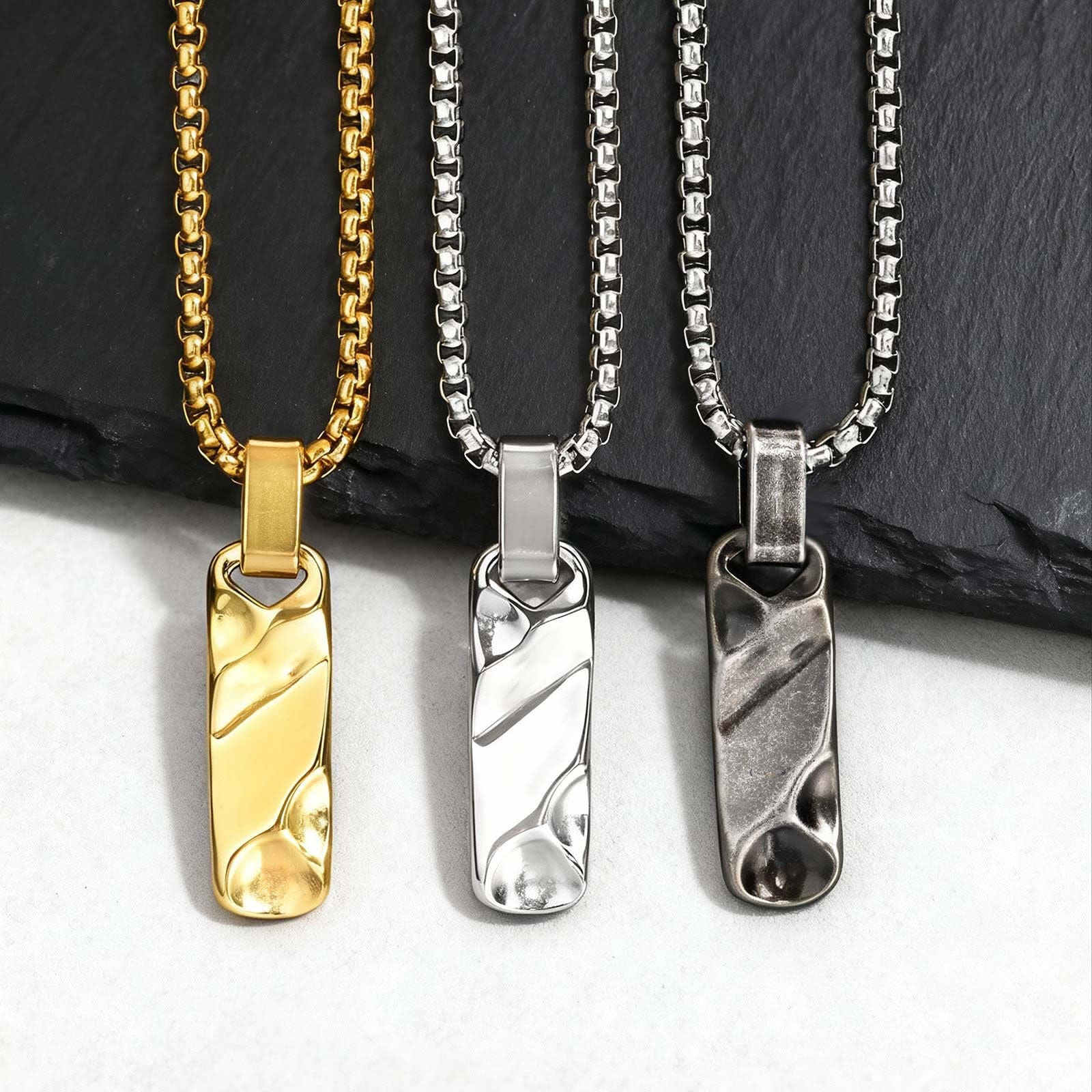 pendentifs texturés pour homme en acier