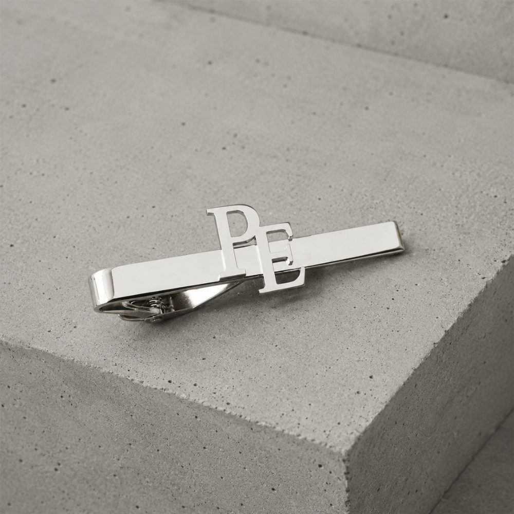 pince à cravate argent acier inoxydable personnalisée