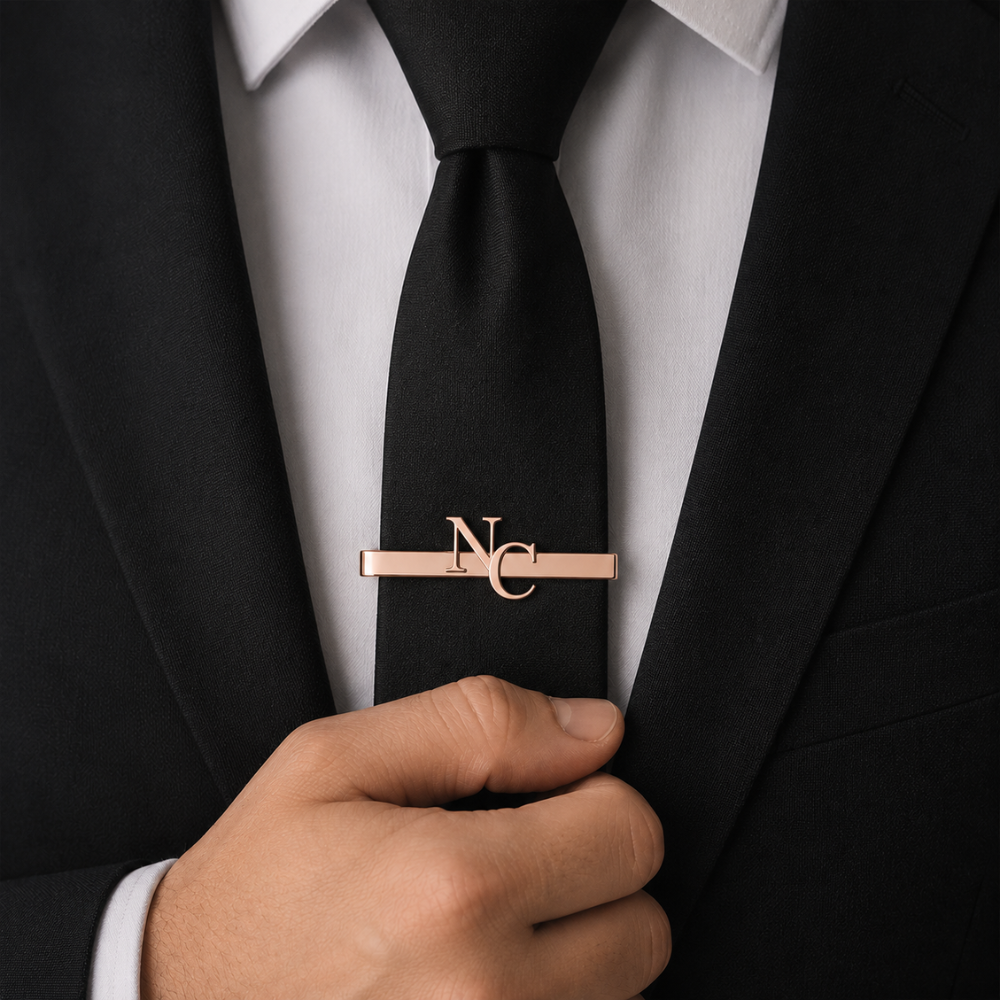 pince à cravate homme or rose personnalisée