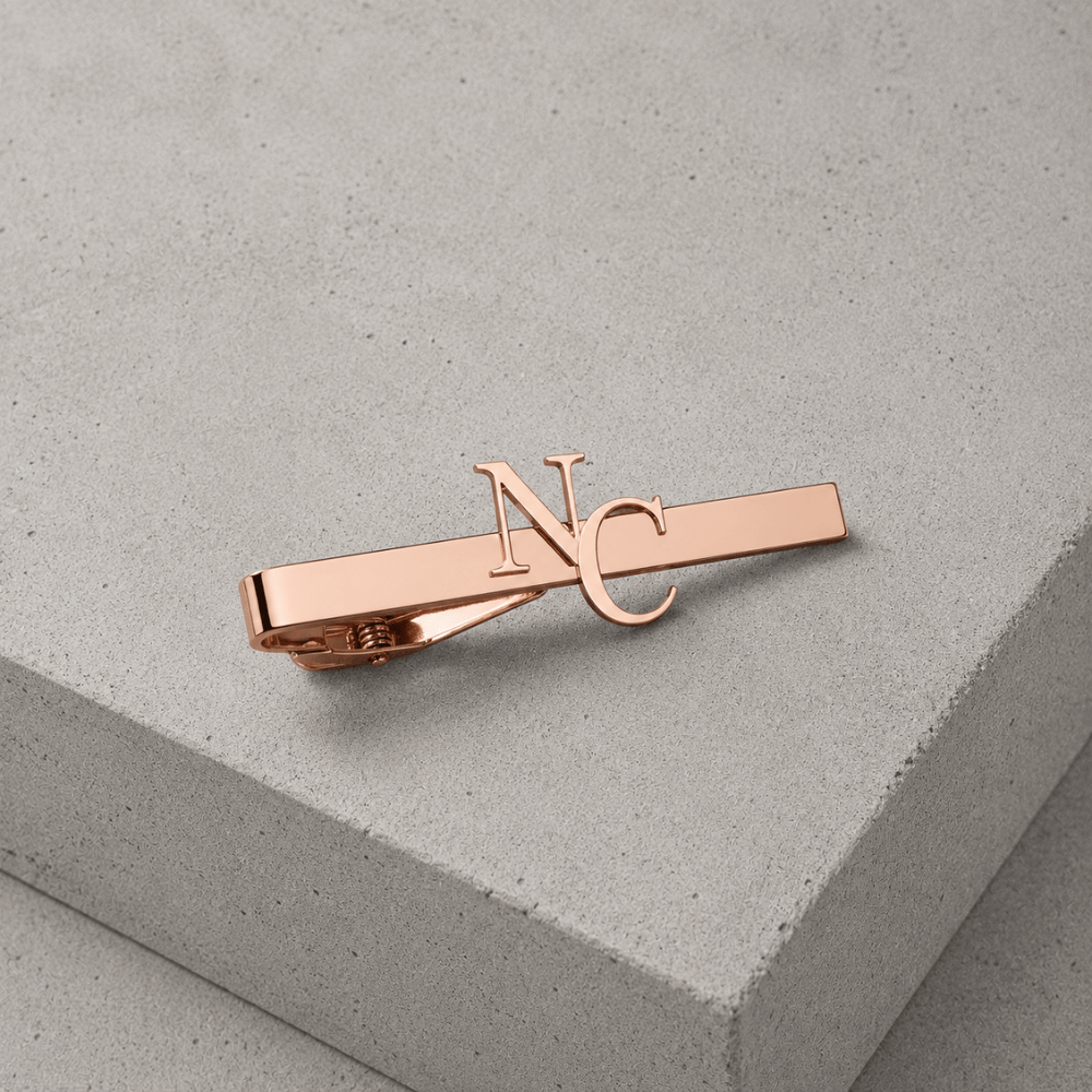 pince à cravate personnalisée or rose acier homme