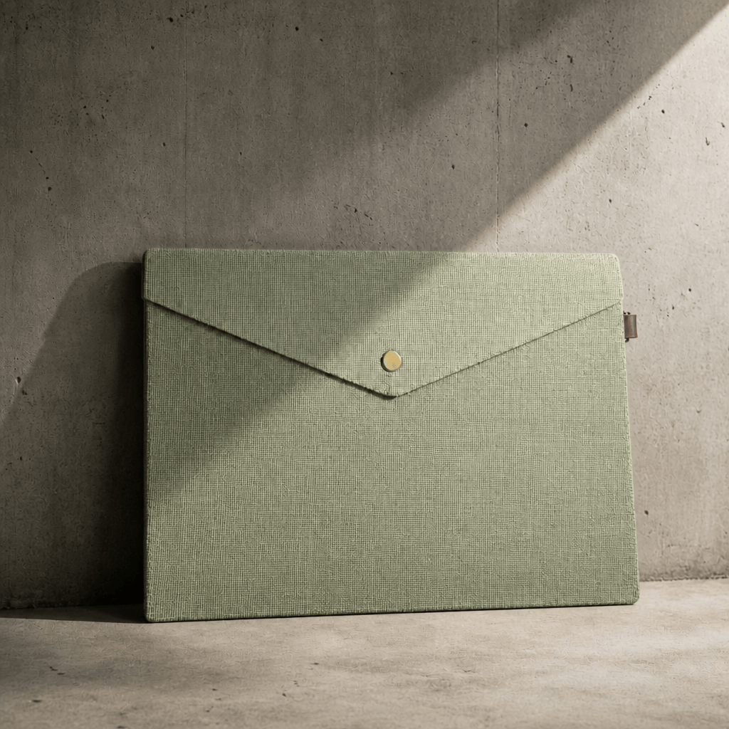 Pochette porte-document en feutre vert, format A4, fermée