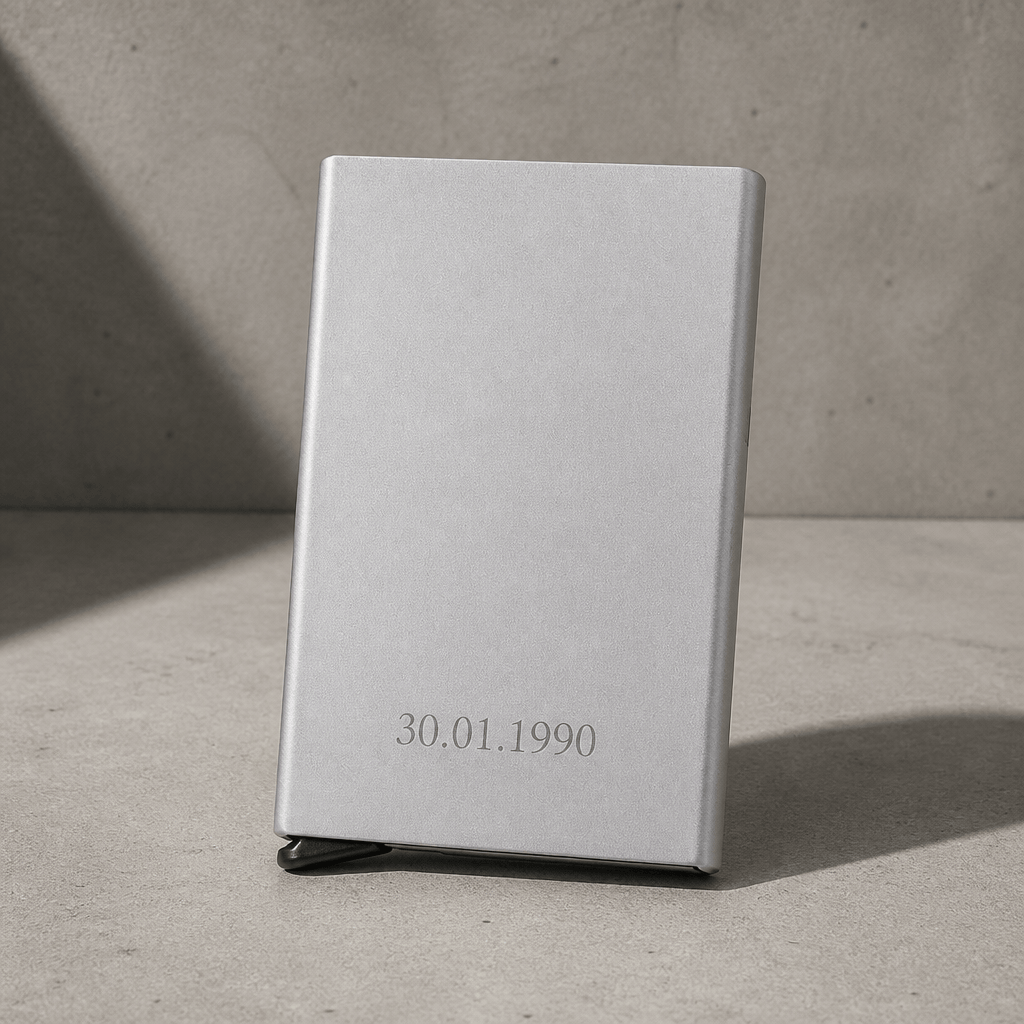porte-cartes homme aluminium argent RFID personnalise
