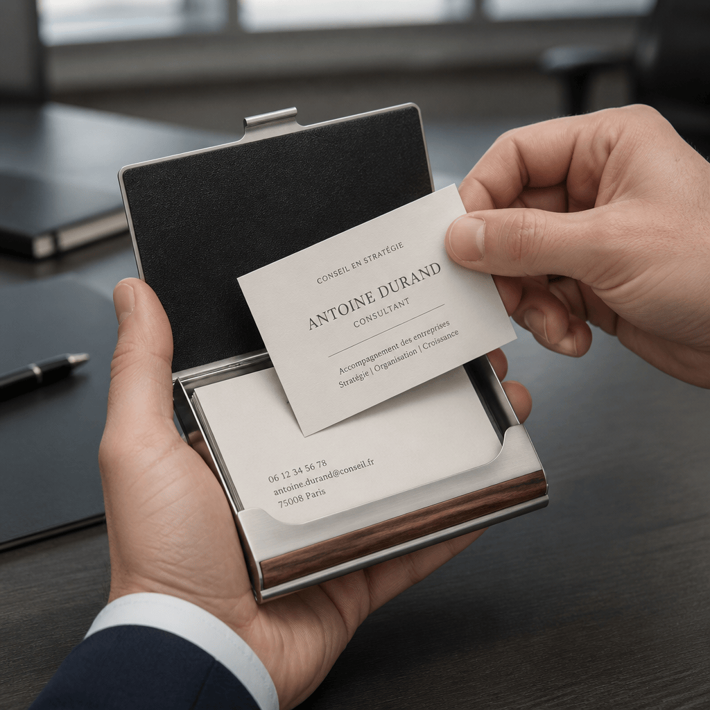 porte-cartes homme bois acier bureau