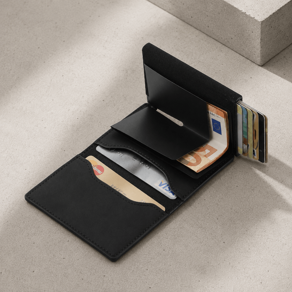 Porte-cartes homme cuir ouvert logements cartes et billets