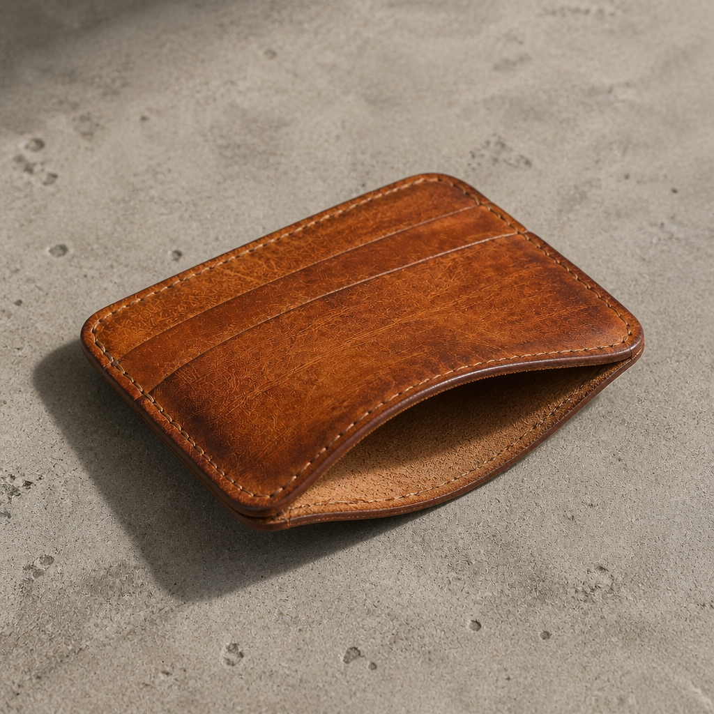 Porte-cartes cuir homme ouvert intérieur cuir non doublé