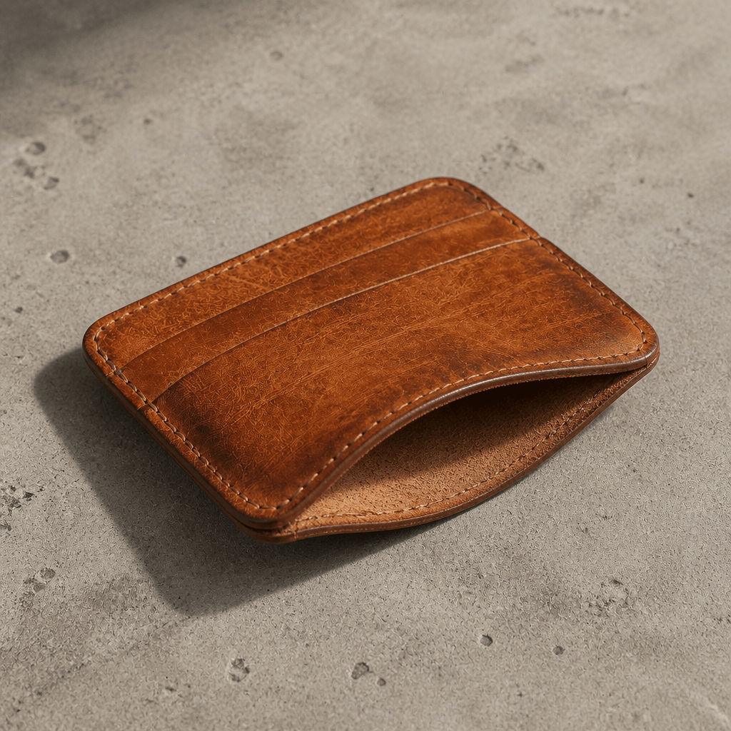 Porte-cartes cuir homme ouvert intérieur cuir non doublé