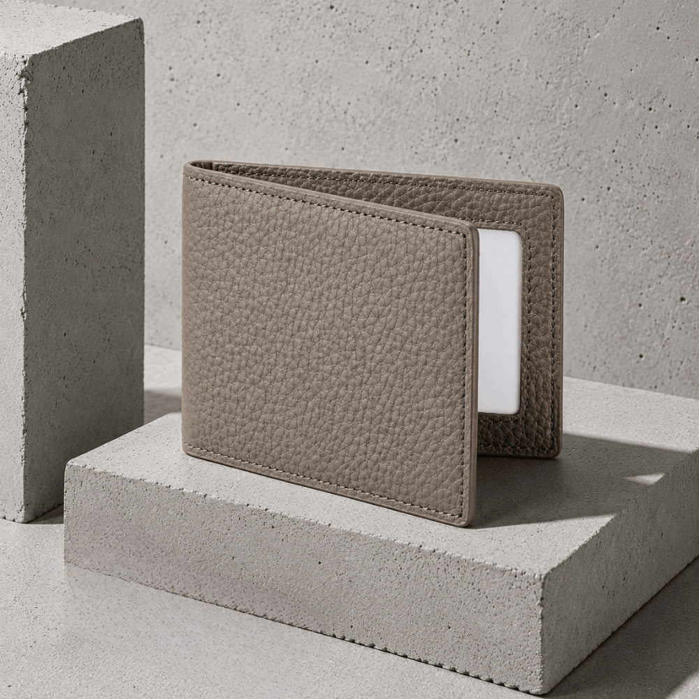 Porte-cartes homme cuir fin kaki taupe
