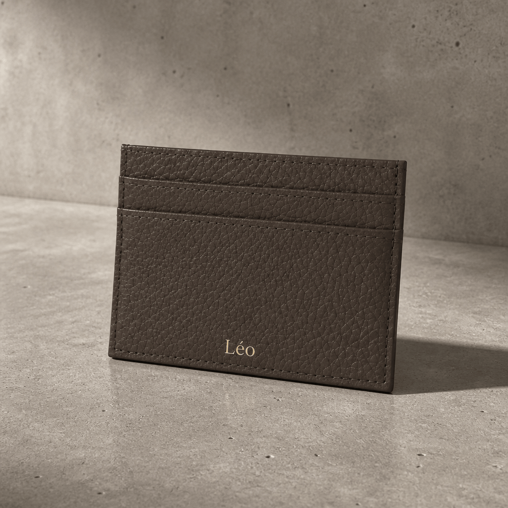 porte cartes homme cuir graine marron personnalise grave