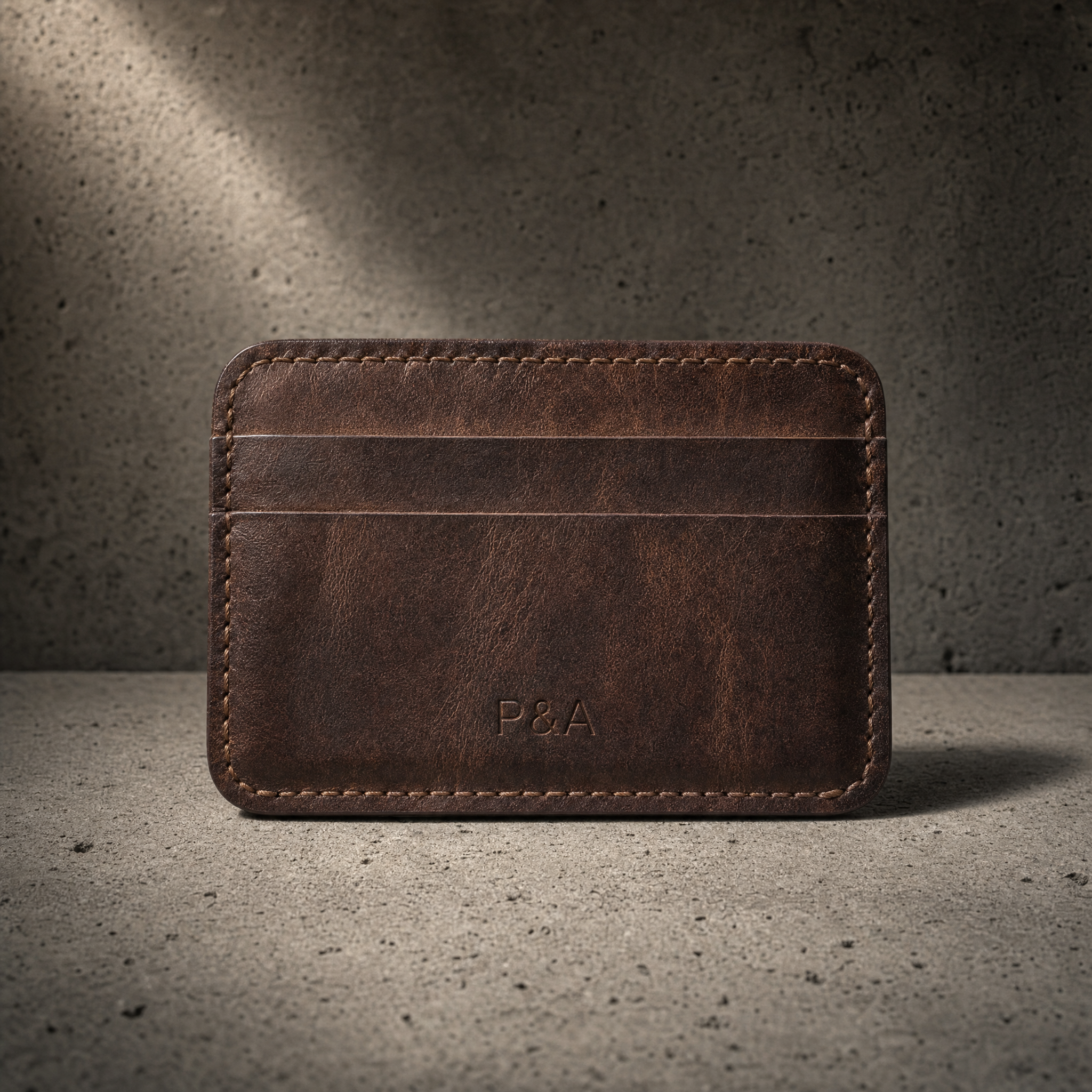 Porte-cartes homme cuir marron personnalisé gravé initiales