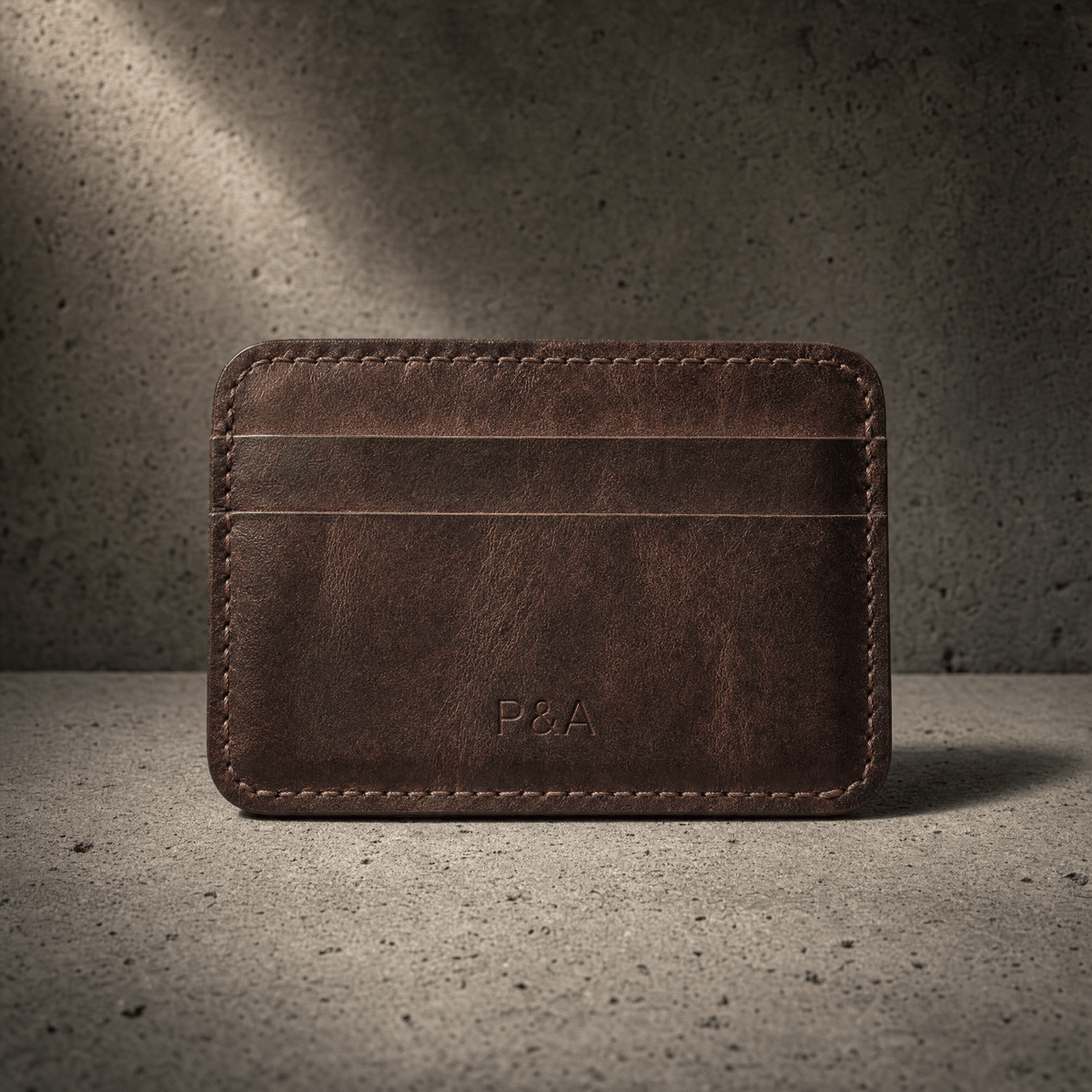 Porte-cartes homme cuir marron personnalisé gravé initiales