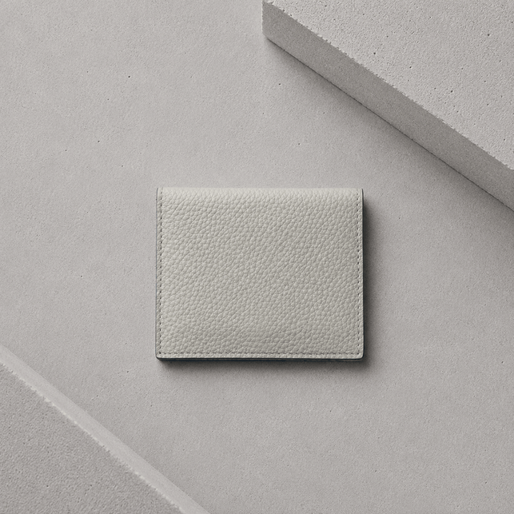 Porte-cartes homme cuir véritable blanc crème, à rabat