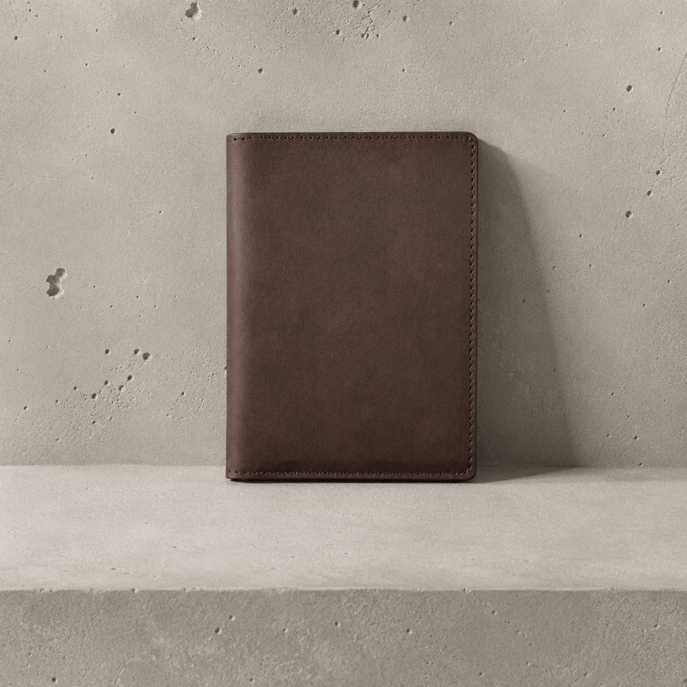 Porte-cartes homme cuir veritable grand format marron