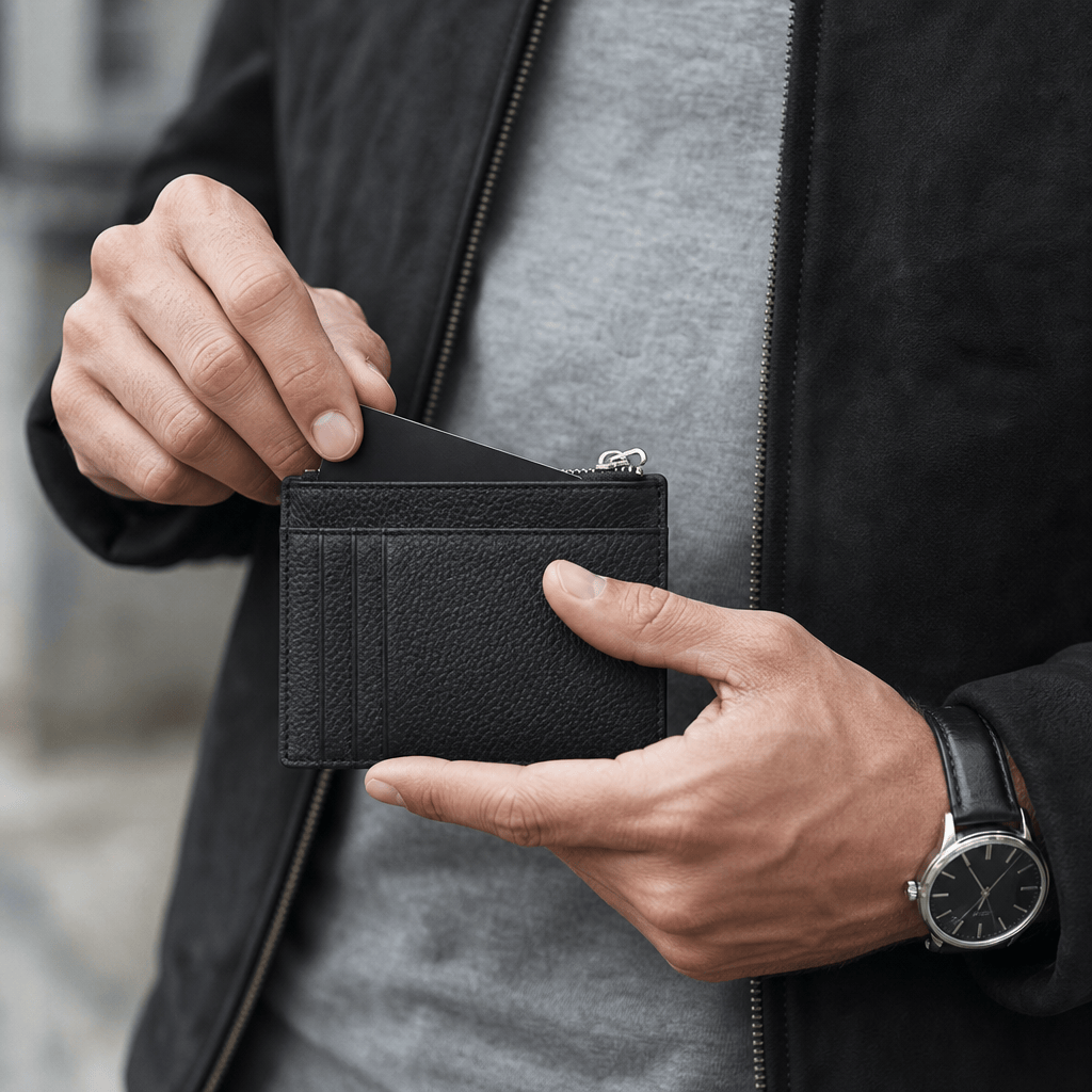 porte-cartes homme cuir zippé utilisation poche