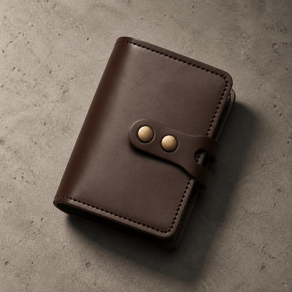 porte-cartes homme format classeur marron à pression