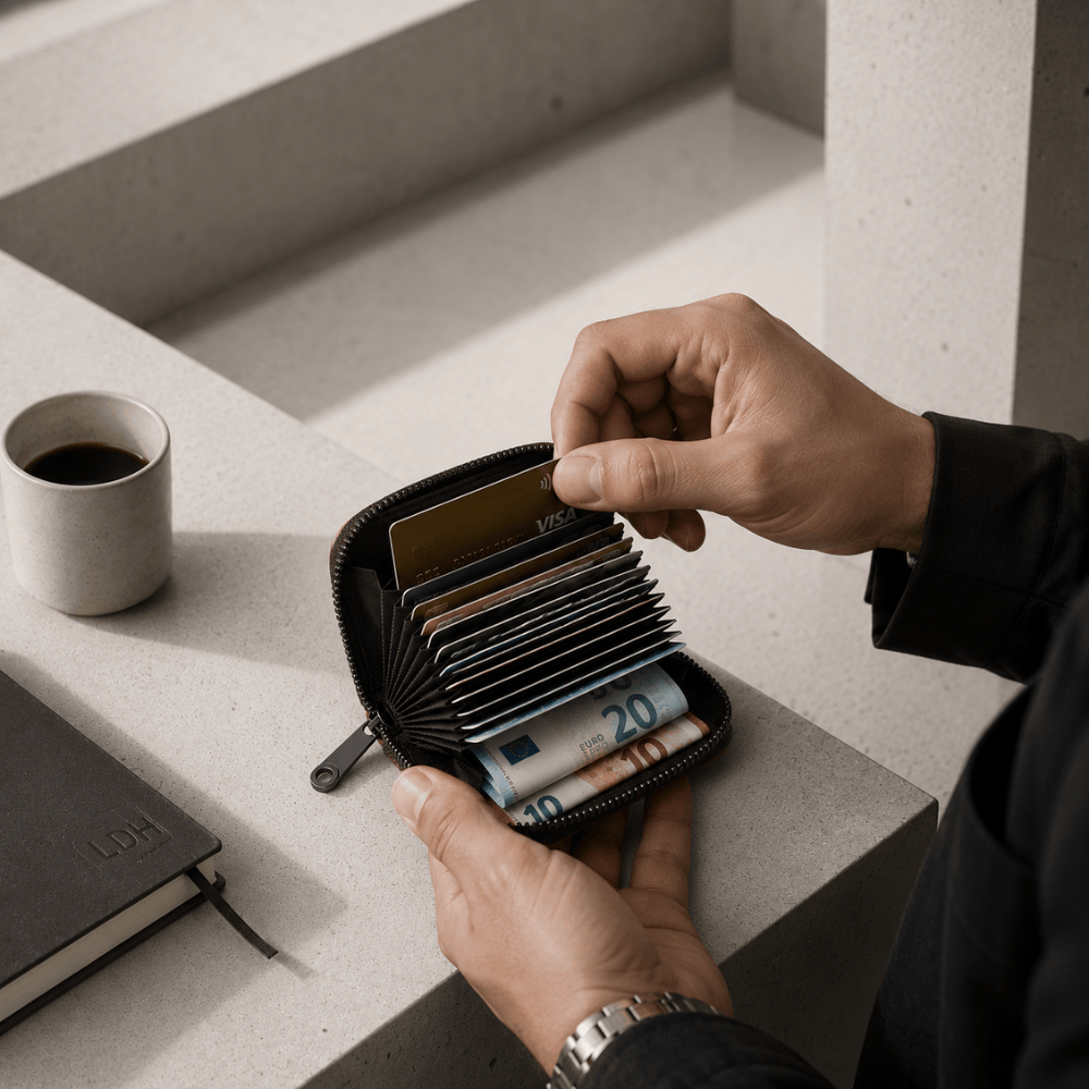 Porte-cartes homme grande capacité compact en main