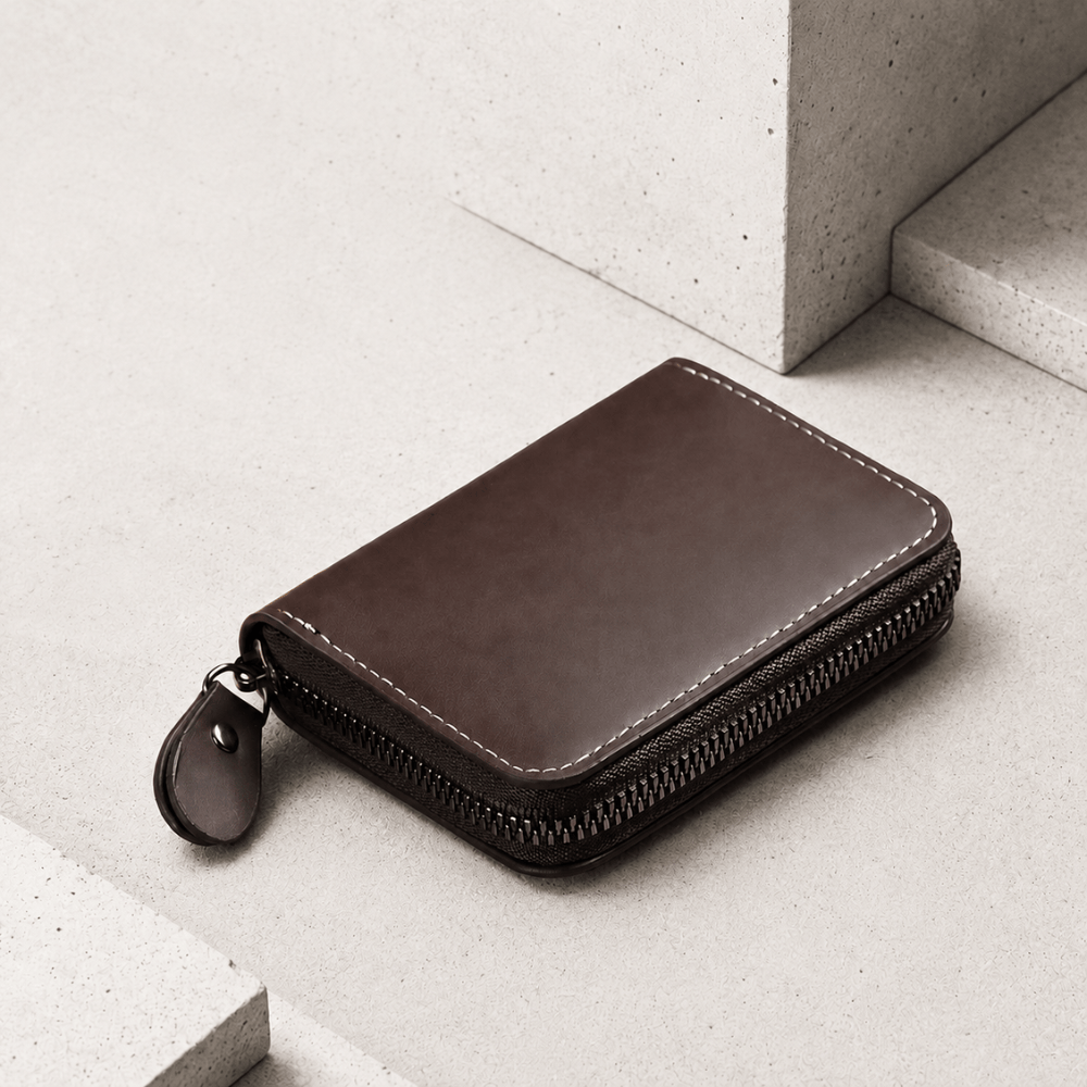 Porte-cartes homme multiple grande capacité marron compact