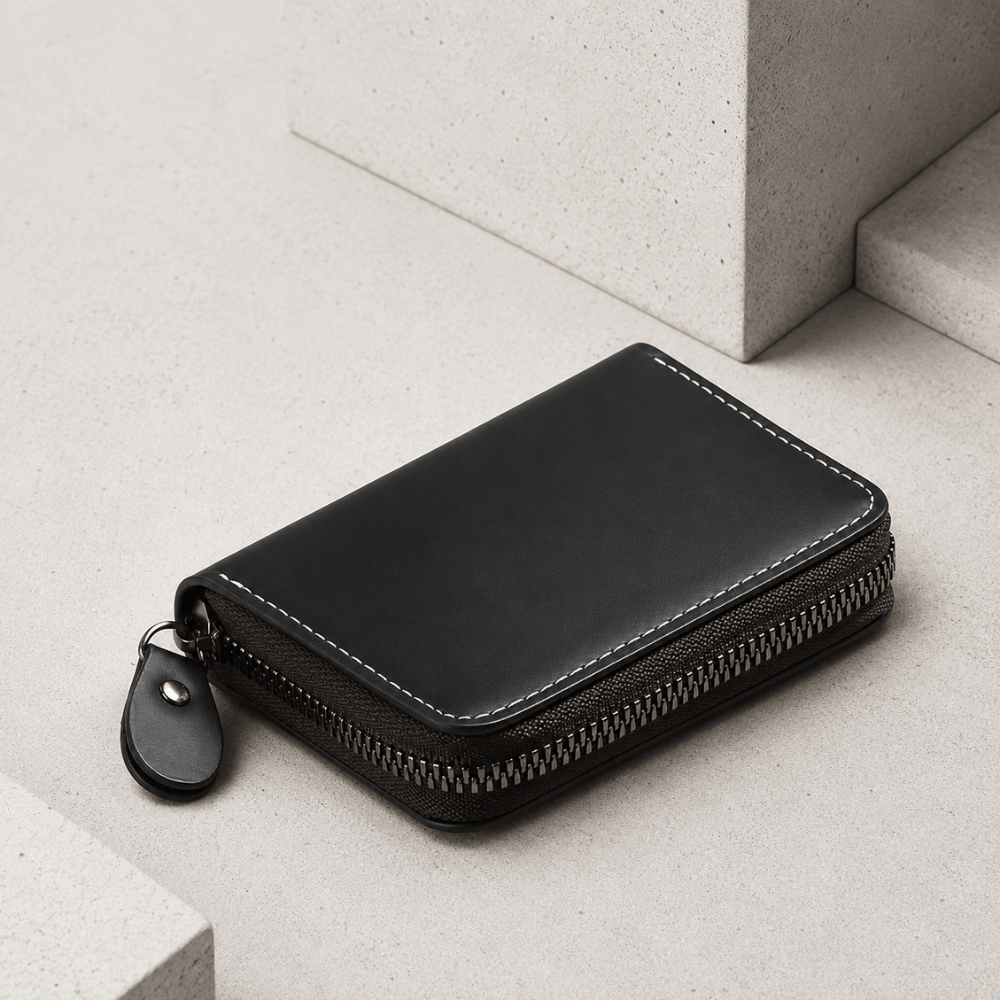 Porte-cartes homme grande capacité noir multi-cartes éventail