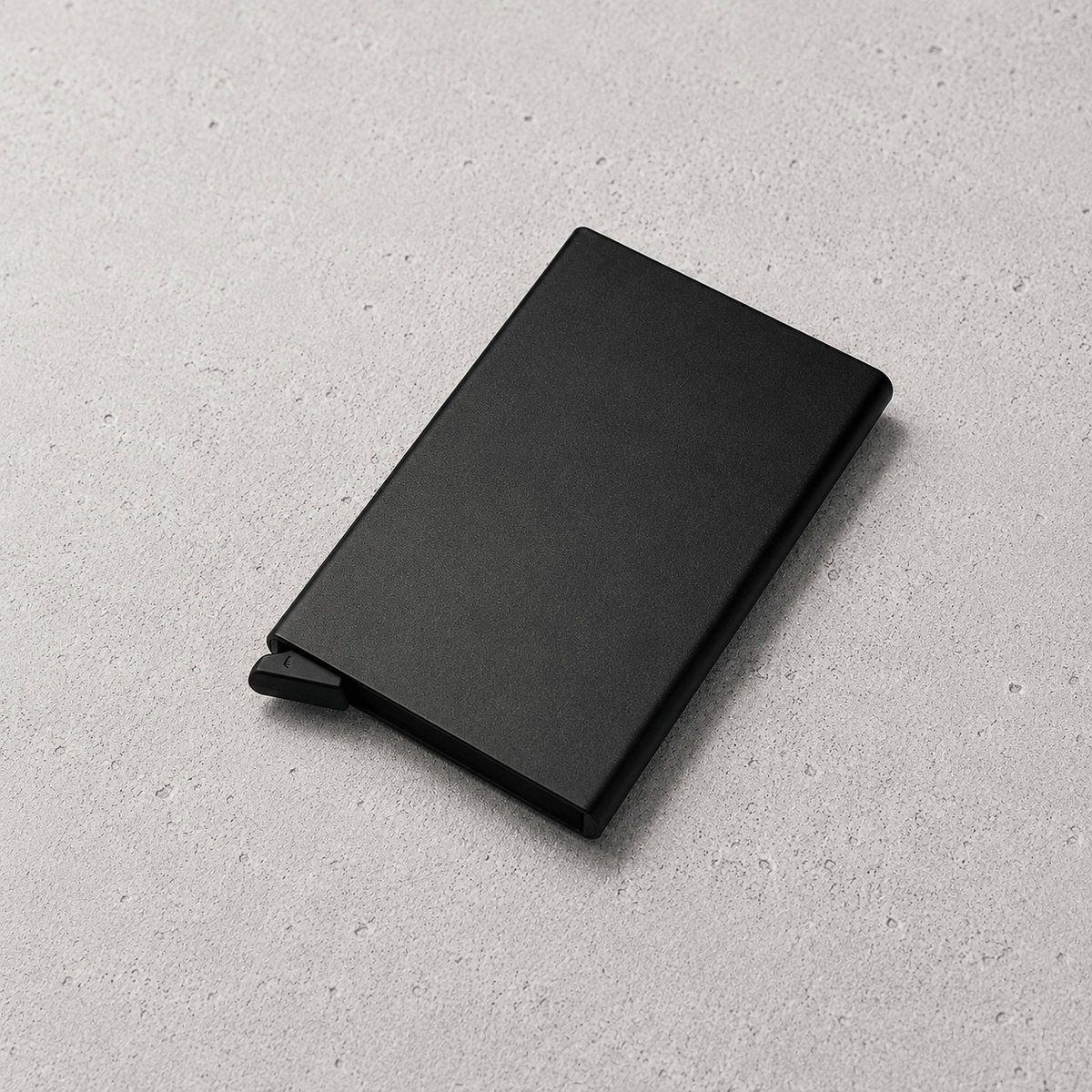 Porte-cartes homme en métal anodisé noir, boîtier slim à éjection