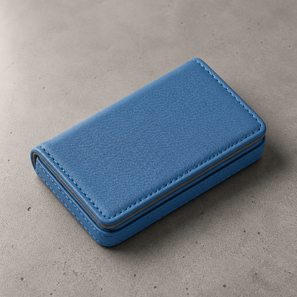 porte-cartes homme à clapet aimanté bleu