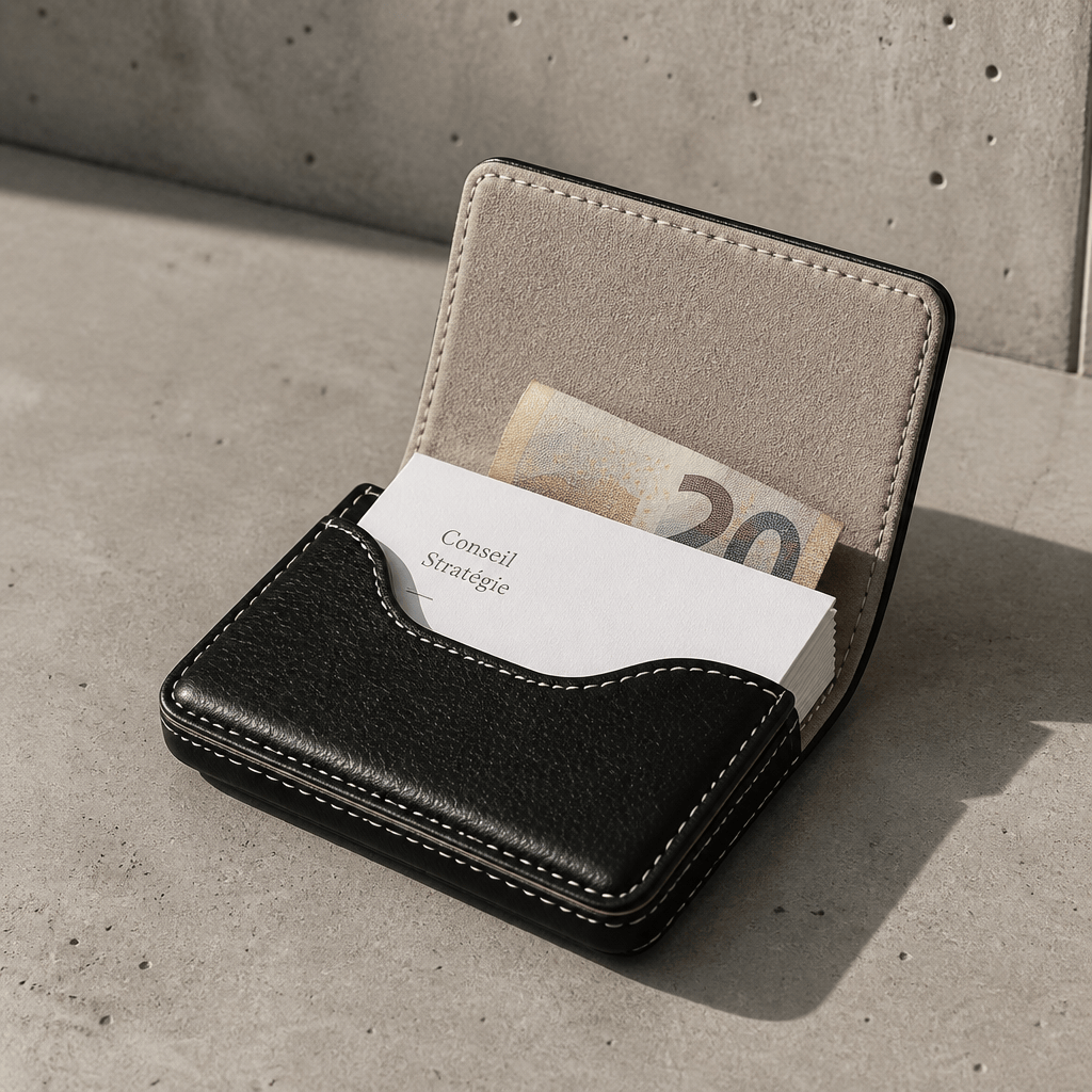 étui porte-cartes homme magnétique ouvert cartes de visite