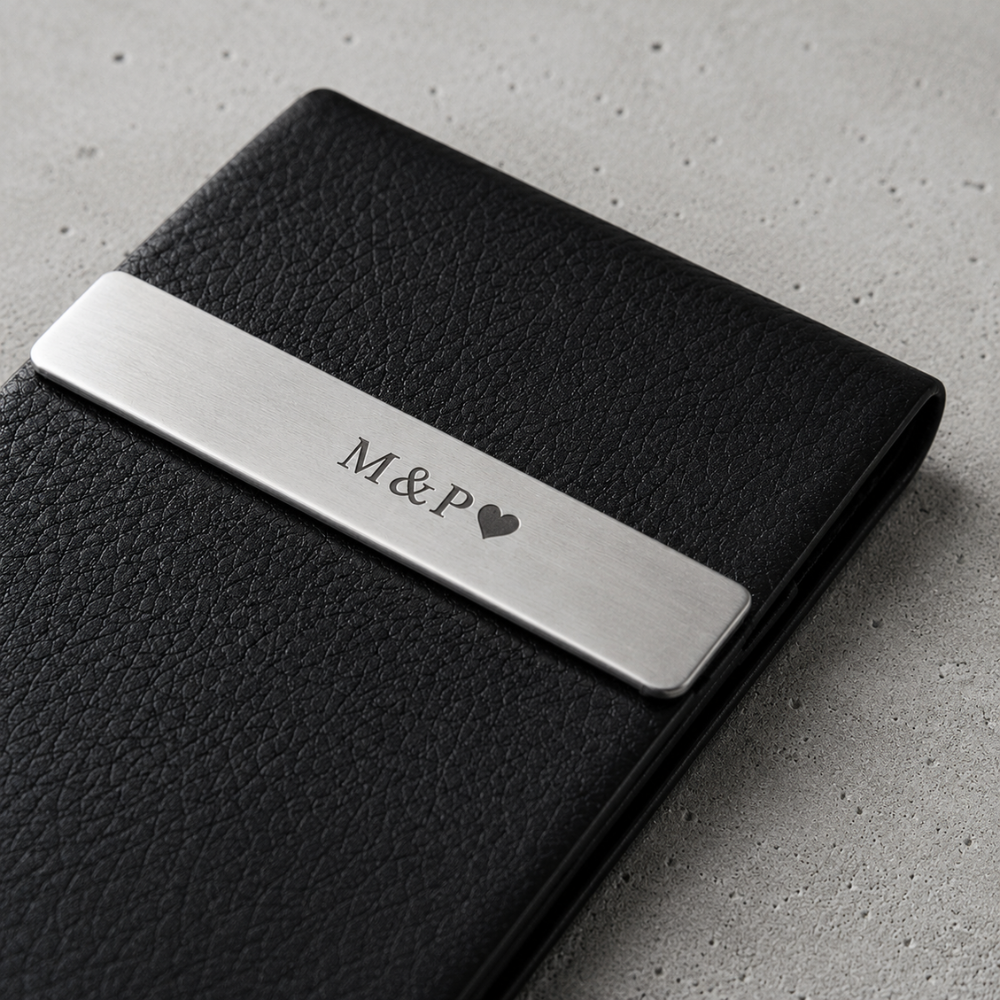 Des Finitions Exemplaires - Porte-Cartes Homme Personnalisé Gravure Initiales