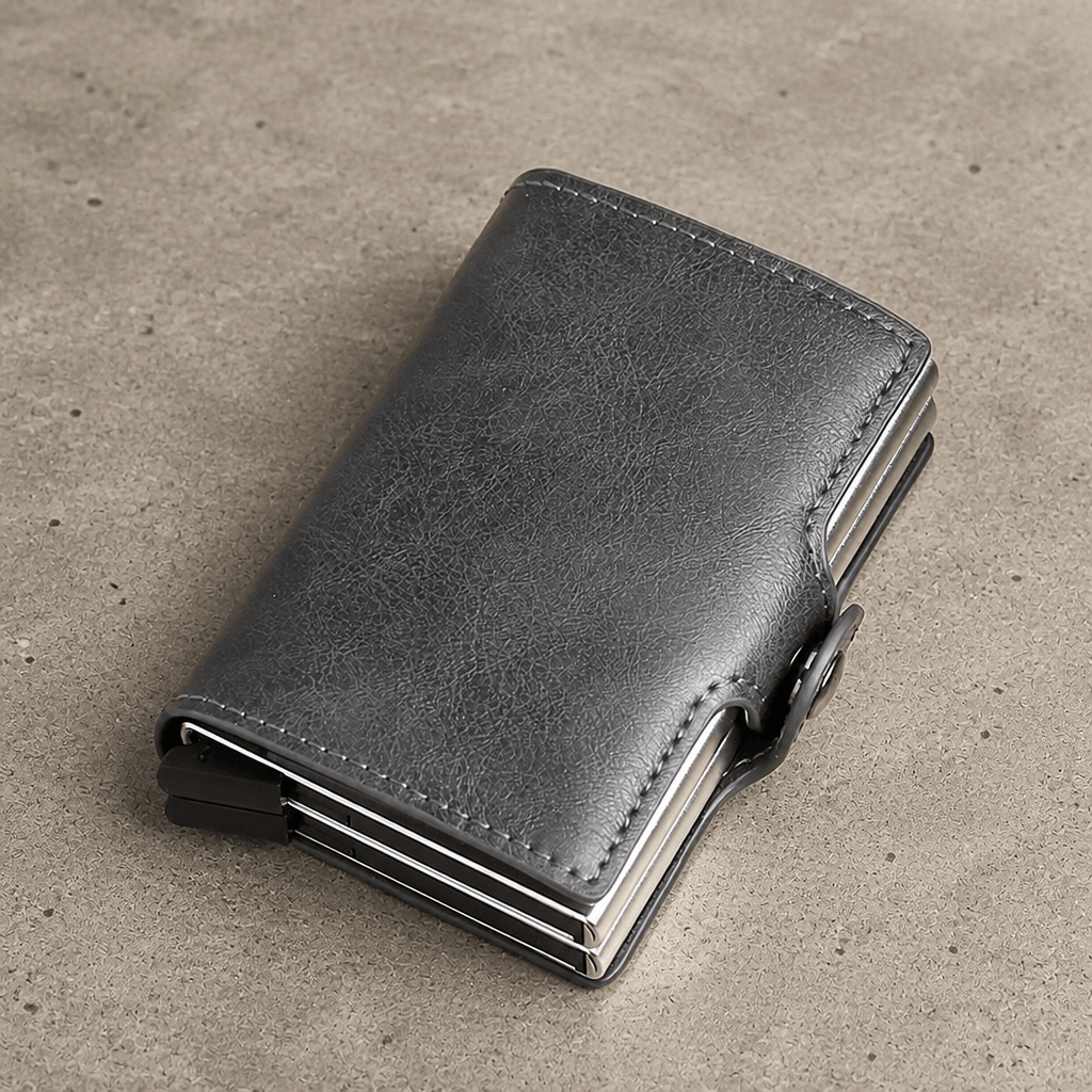 Porte-cartes homme sécurisé RFID gris